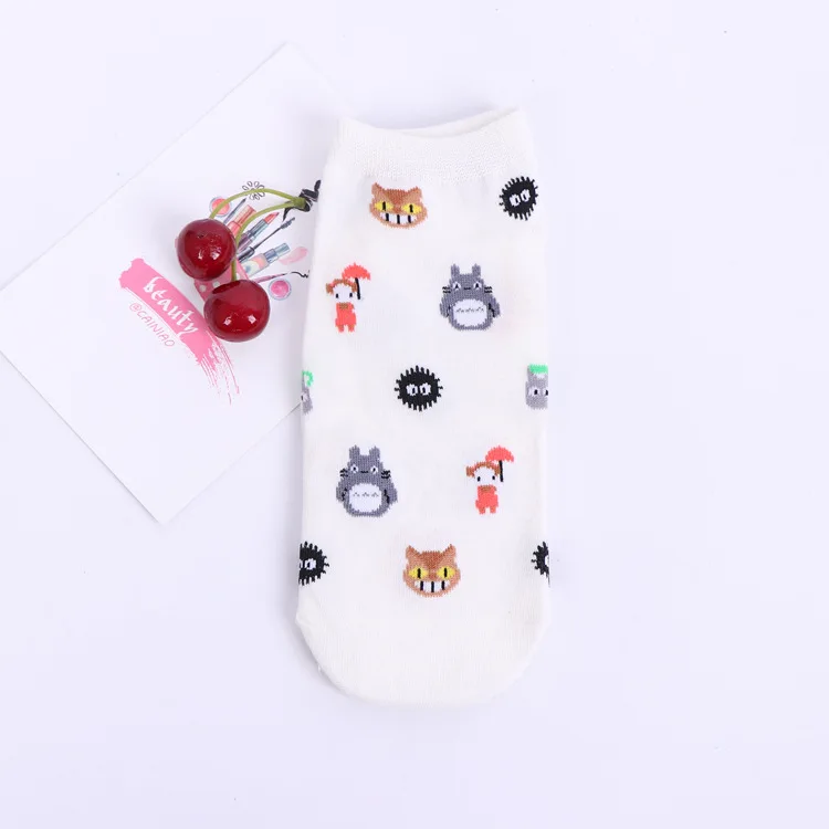 Летние женские носки из хлопка с рисунком Тоторо Kawaii Cat Umbrella Chinchillas Little Totoro, забавные носки для девочек на каждый день, новинка - Цвет: A