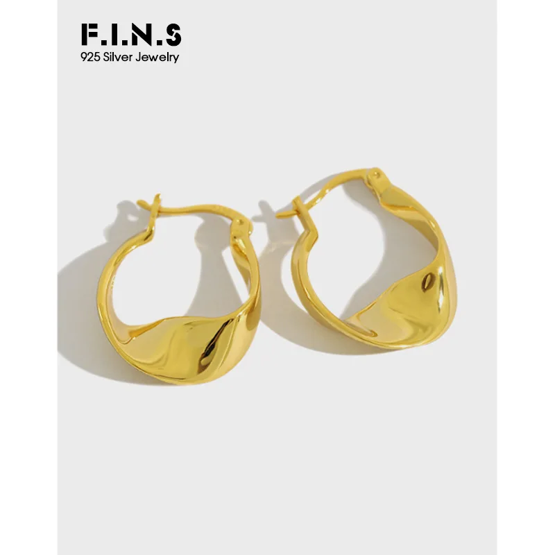F.I.N.S Корейская стерлингов Серебряные серьги Ins новая твист глянцевая золото