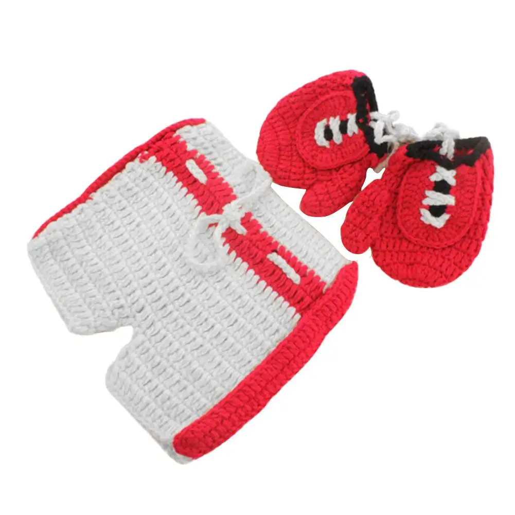 Conjunto de 2 unids/set de guantes para beb&eacute; reci&eacute;n nacido, pantalones de lana de ganchillo hechos a mano, accesorios para fotos, accesorios para beb&eacute;s, accesorios de fotograf&iacute;a para reci&eacute;n nacidos-3