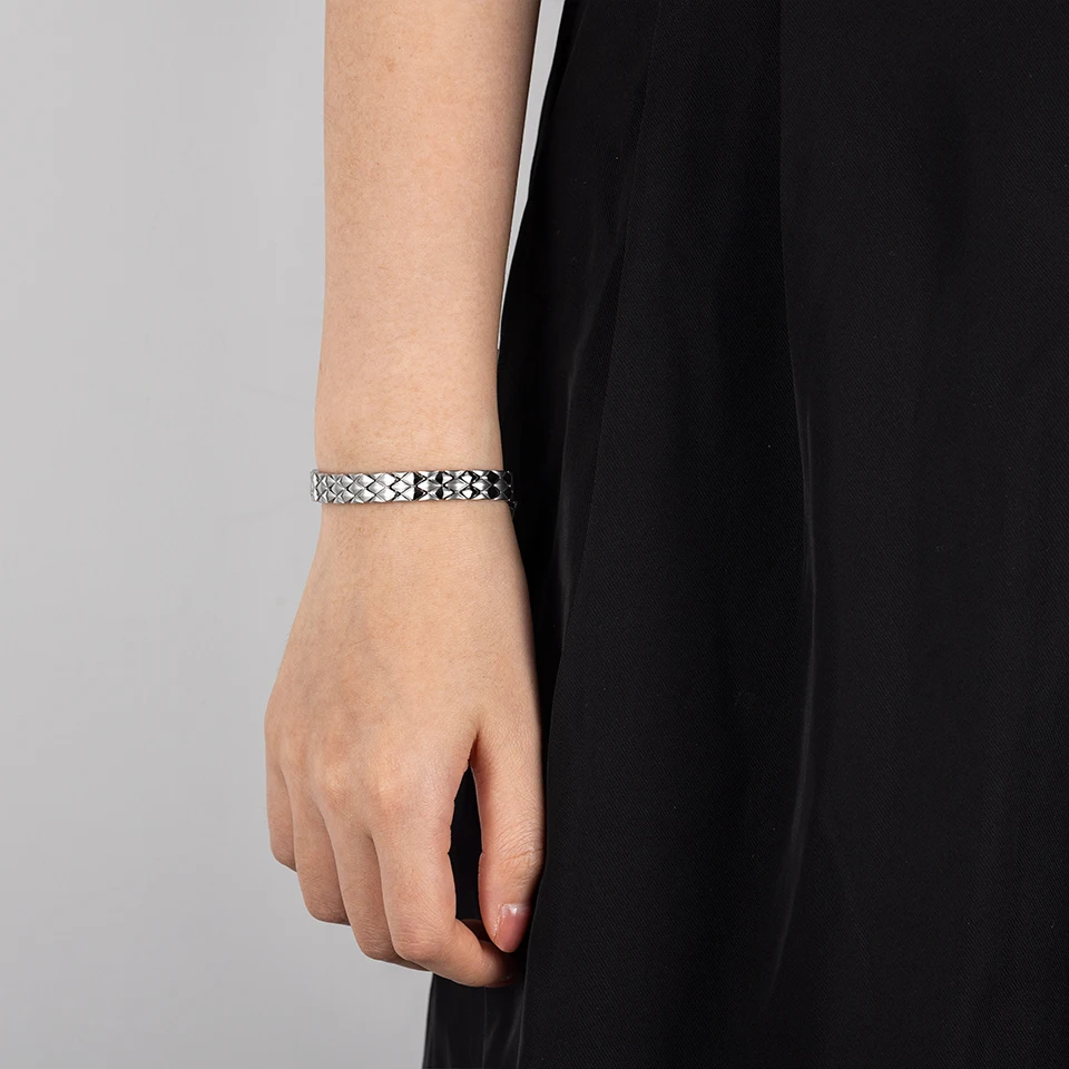 Резиновые браслеты из нержавеющей стали регулируемые ювелирные изделия 4