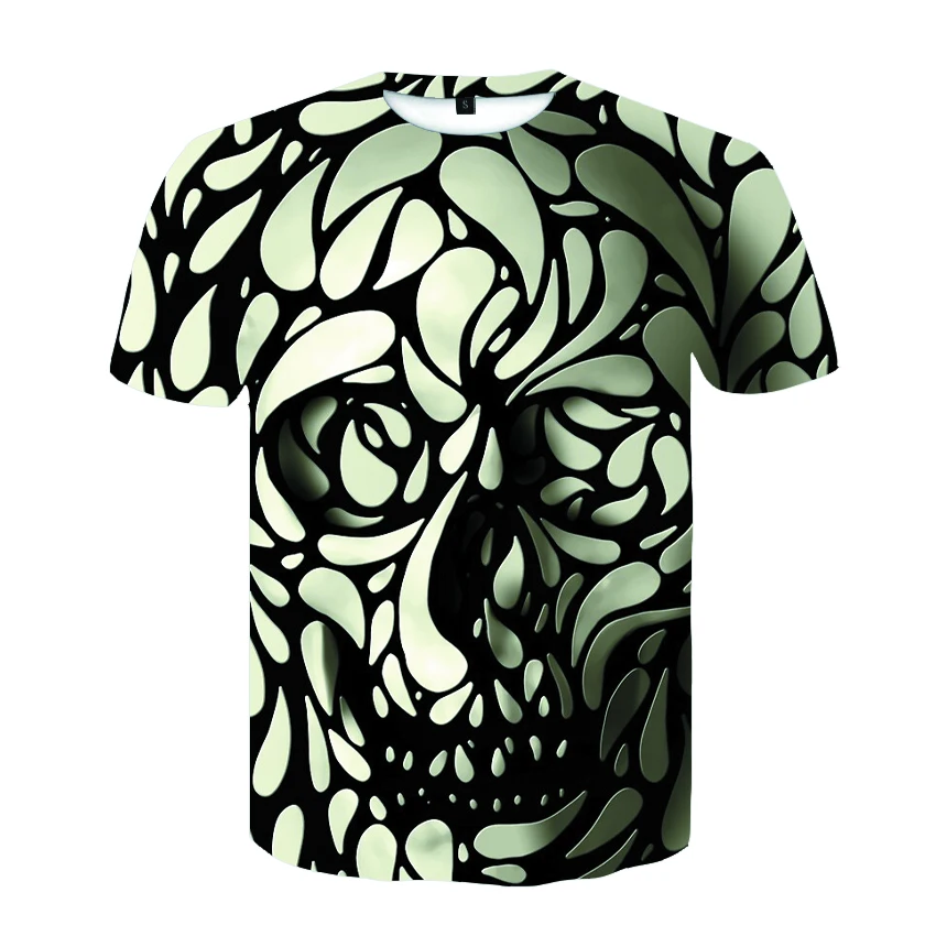 Мужская дышащая футболка с коротким рукавом 3D-принтом черепа | одежда