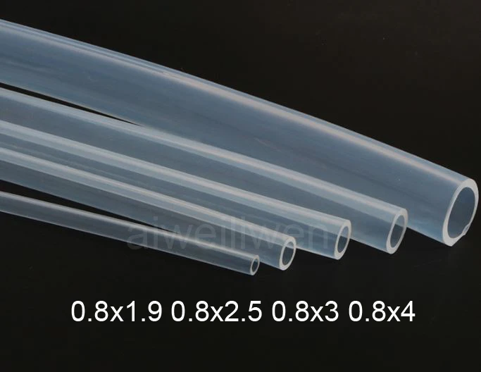 

0,8 мм ID 0,8x1,9 0,8x2,5 0,8x3 4 мм FDA медицинская пищевая прозрачная силиконовая резиновая трубка Кремниевая трубка капиллярный силиконовый шланг
