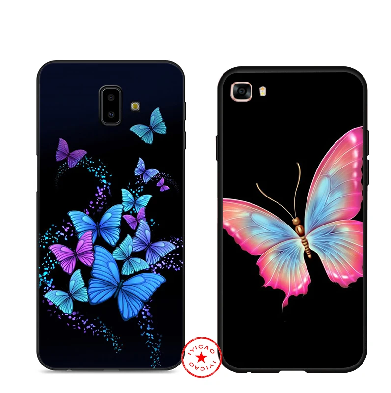 Мягкий чехол с бабочками розового и синего цвета для samsung Galaxy J8 J6 J4 A2 Core 2018 Plus Prime |