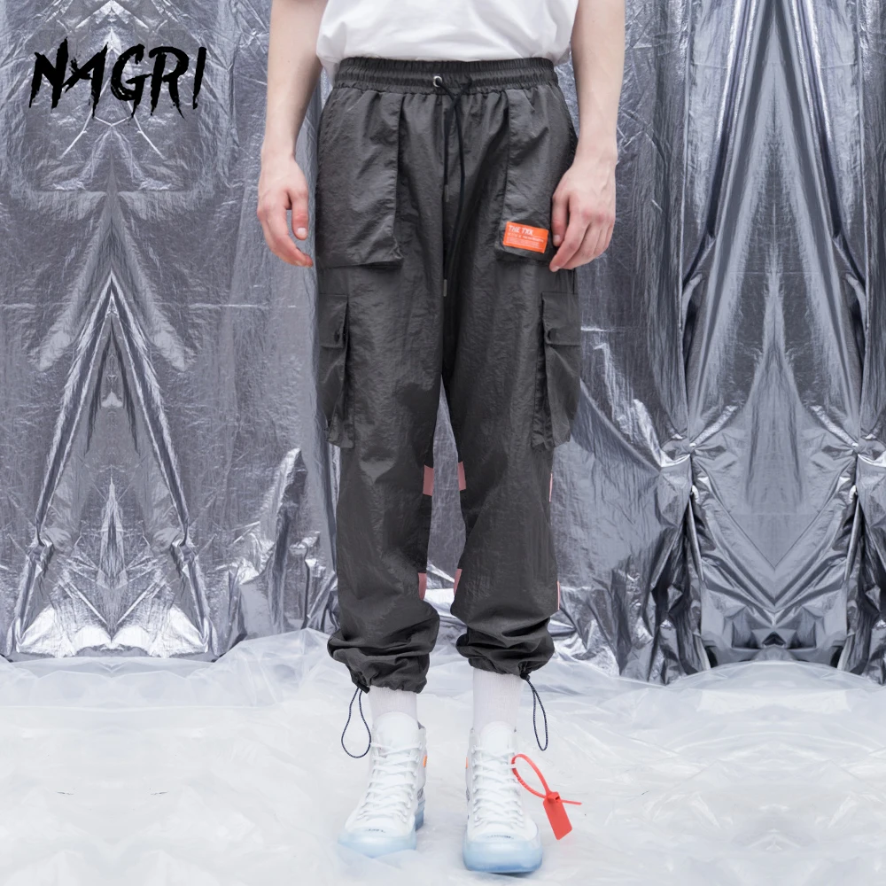 Брюки карго мужские с множеством карманов уличная одежда стиль хип хоп пэчворк