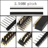 140p2x40p 2 54mm pitch singledouble row femalemale smd straightcurved needle round hole pin header copper foot gold plated