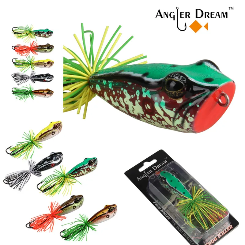 

Fly Fishing Lure 1pcs/Lot Frog Killer Artificial VMC 3/0 Double Hook Top Water Floating Pink Bait Lure