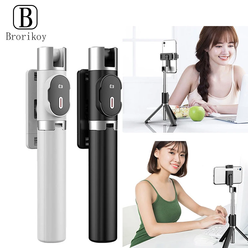 

Wireless Bluetooth Selfie Stick Smart Phone Live Broadcast Function For iPhone 12 Samsung Huawei With Mini Tripod Stand Holder