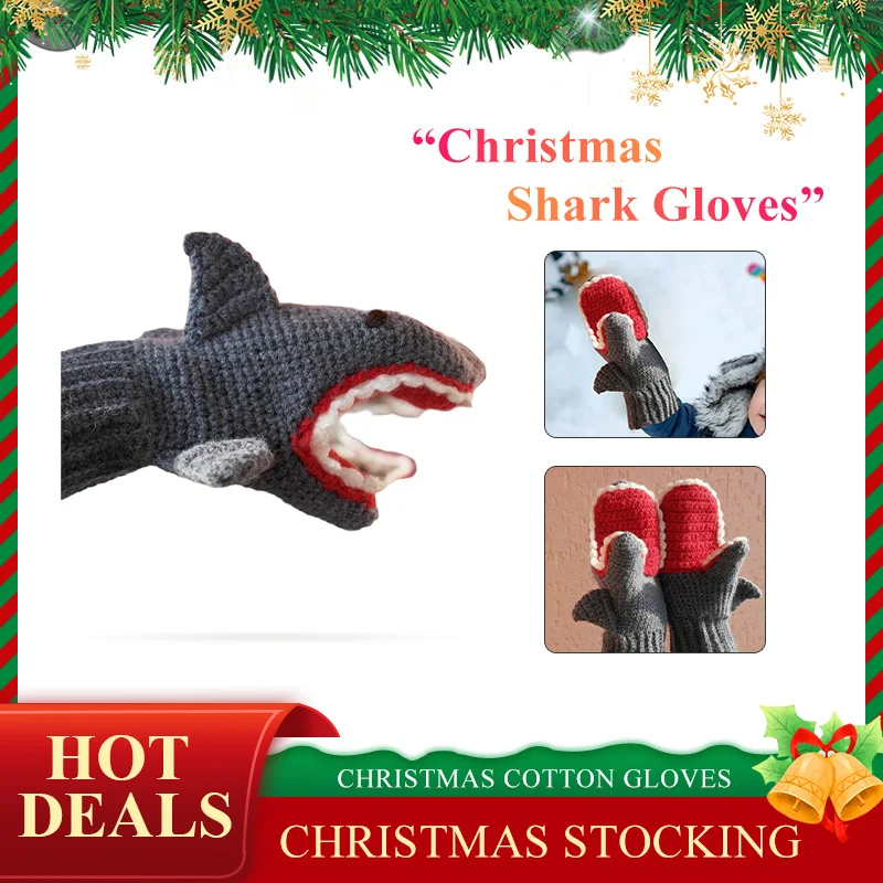 

Новые рождественские хлопковые перчатки, новинка, зимние теплые перчатки с животными, вязаные варежки с закрытыми пальцами, мягкие утепленные Симпатичные перчатки с акулами