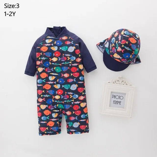 71182 Size 3 Summer летний купальный костюм с принтом рыбы для маленьких мальчиков и девочек, пляжный спортивный топ для серфинга, костюм цельный комбинезон, летний детский купальник - Цвет: 71182 Size 3