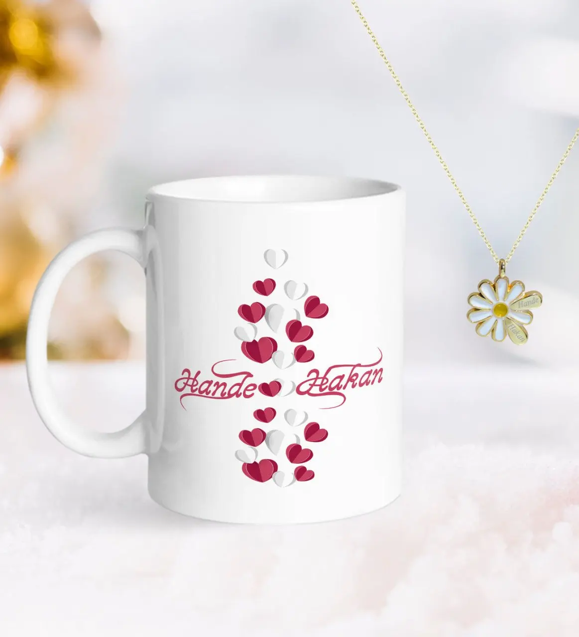 

Персонализированные ко Дню Святого Валентина кружка и двойной Дейзи Kolye-28