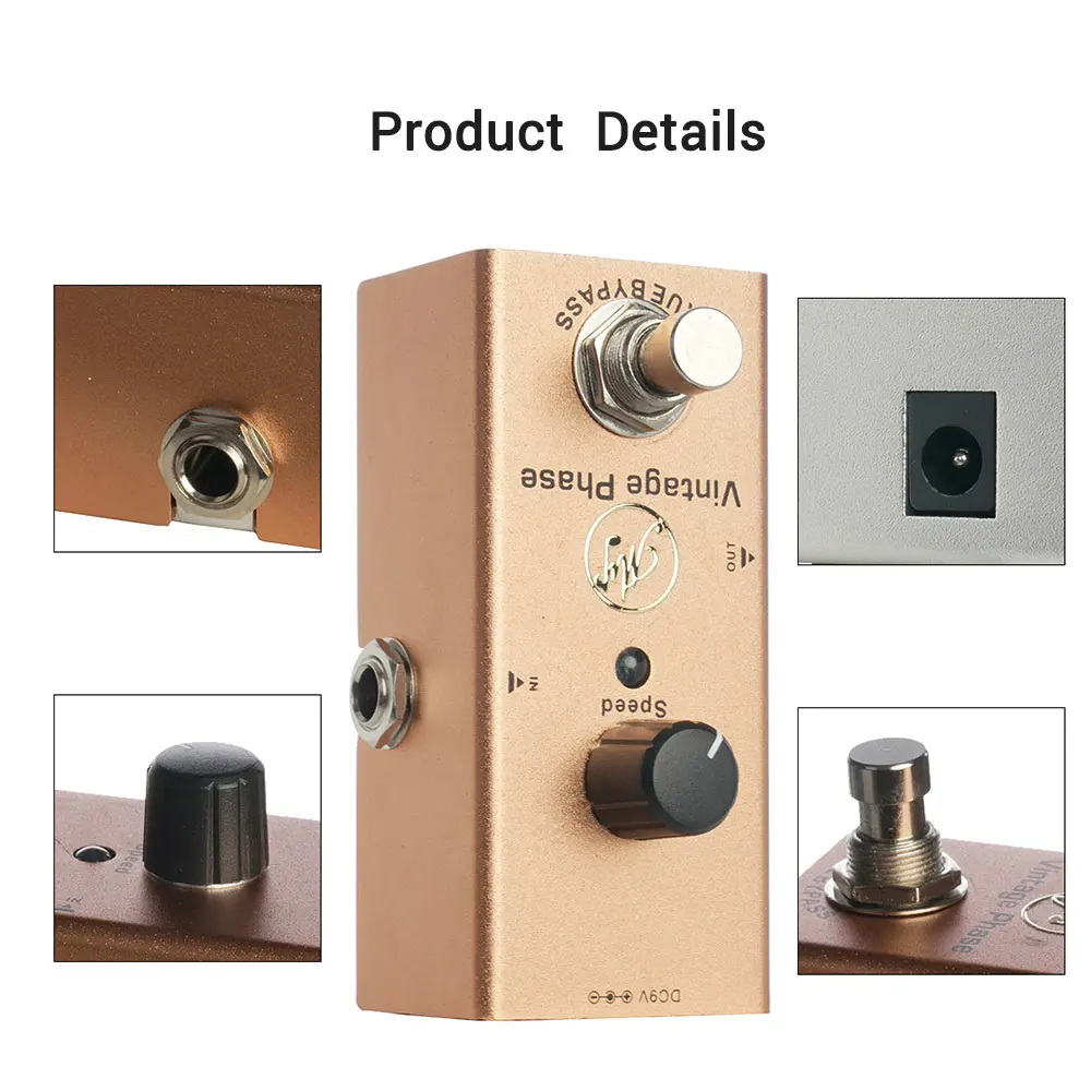 

Vintage Phase Guitar Effect Pedal Mini Single Pedal for Guitars Simple One-Knob Operation DC 9V Brown