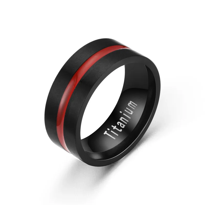 

2021 New Jewelry For Women Titanium Steel Mens Firefighter Ring Thin Ring Top Quality Red Line Couple Rings Love Gift