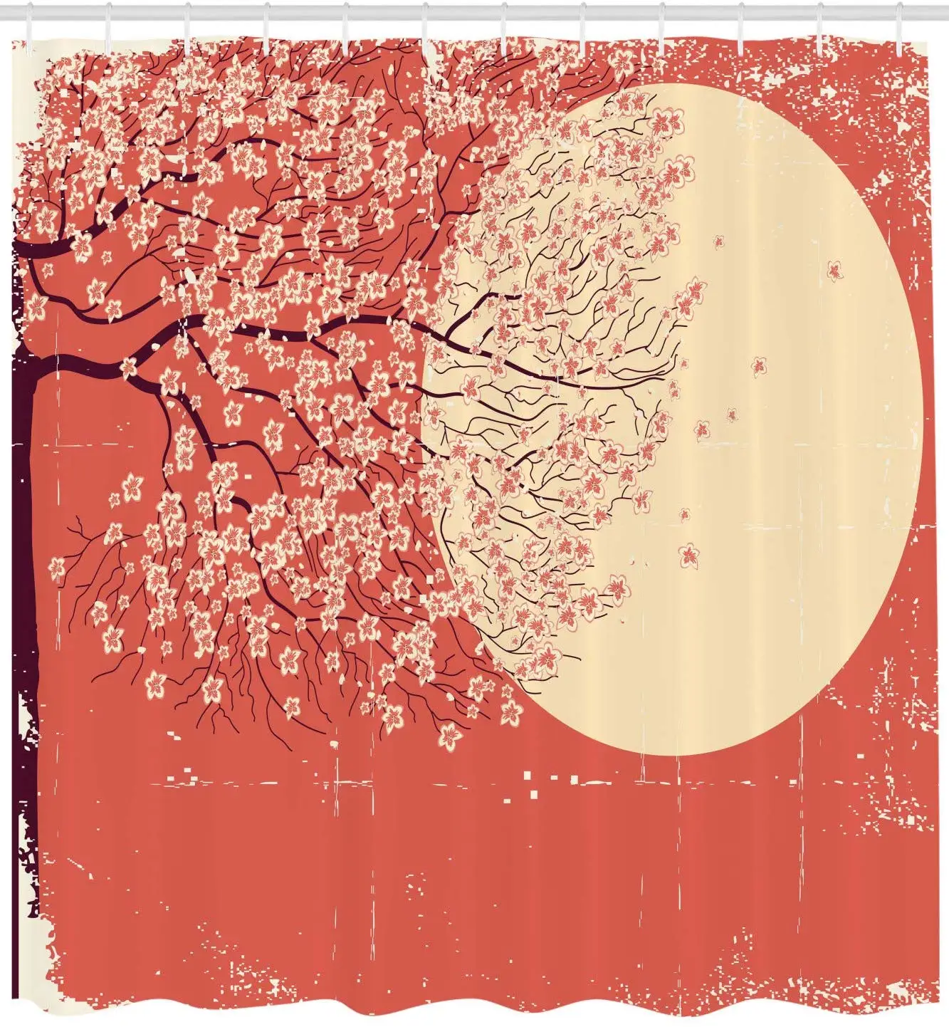 Весенняя занавеска для душа вишневый цвет Сакура ветви дерева на Луне японский