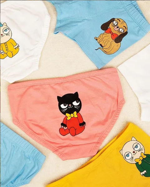 

In Stock 2020 MR Cat and Dog Series Children's Underwear Teen Panties Ladies No Elastic Boy Short Panties