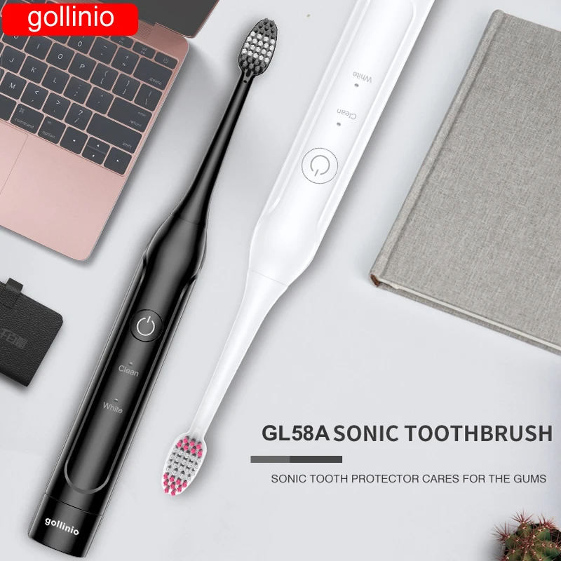 

Зубная щетка gollinio с магнитной подвеской, электрическая зубная щетка с аккумулятором для взрослых, 2 режима, ультразвуковая компактная, GL58A, С...