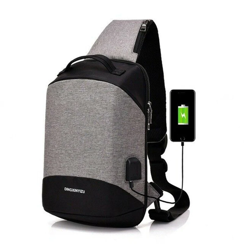 Вместительные мужские нагрудные сумки с USB-разъемом и защитой от кражи, повседневная дорожная сумка, водонепроницаемая сумка-мессенджер от AliExpress WW