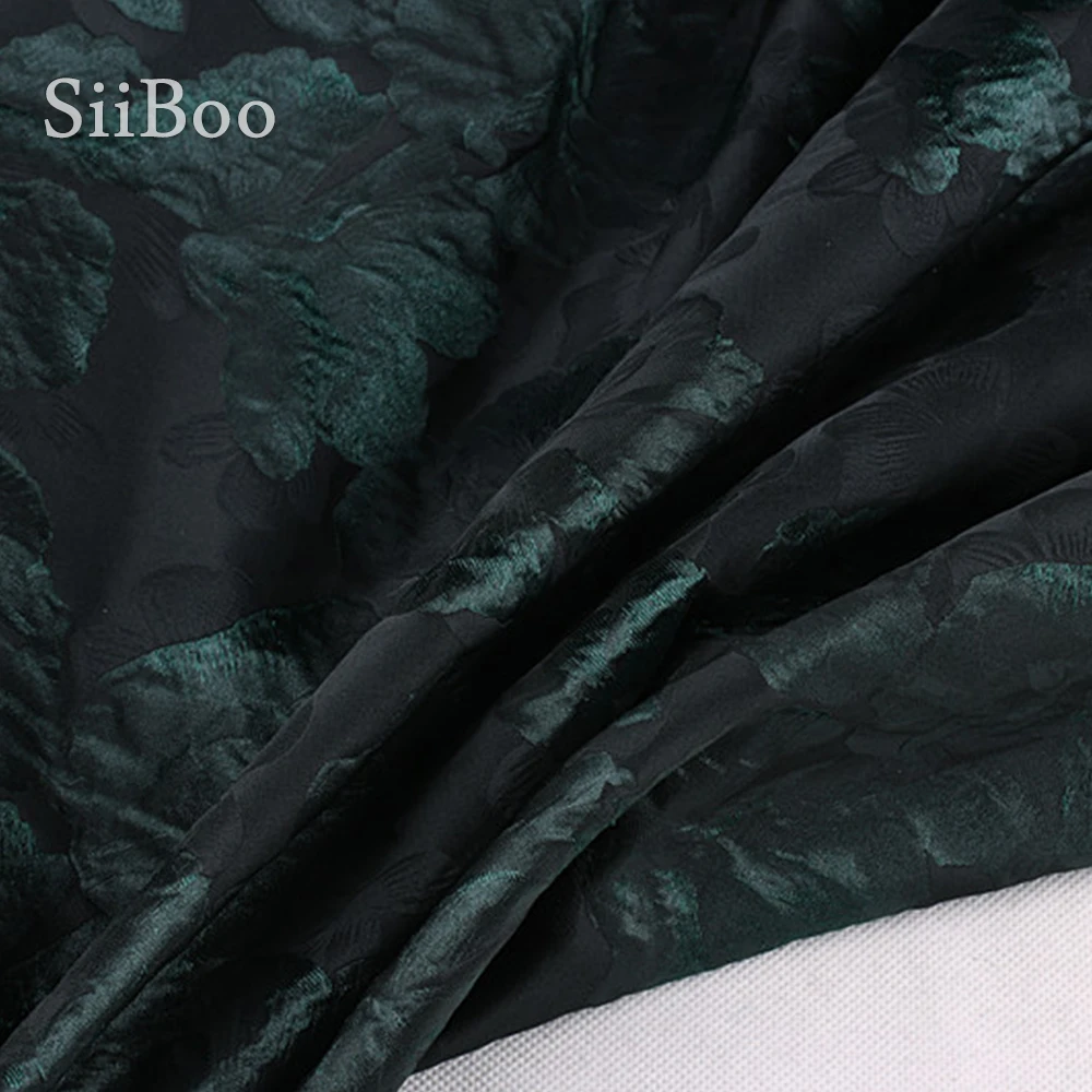Французский 3D Цветочный Принт темно-зеленый жаккард парча ткань одежда для весны