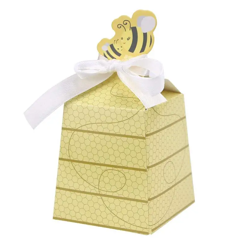 50pcs/Lot Cute Baby Shower Favor Cartoon Honey Bee Paper Candy Box Adorable Kids Birthday Party Decor Newborn Baby Gifts Decorat