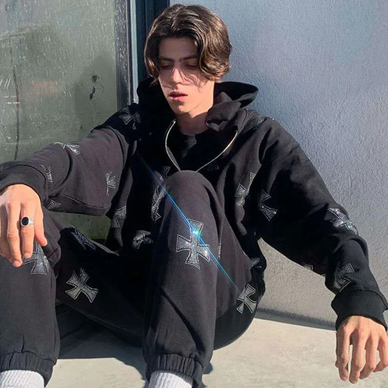 Зимняя женская одежда стразы из двух предметов с перекрестными вставками