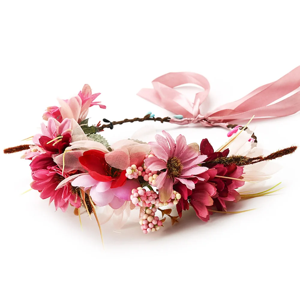 Свадебный цветок Корона повязка на голову для женщин Цветочный венок Подружка