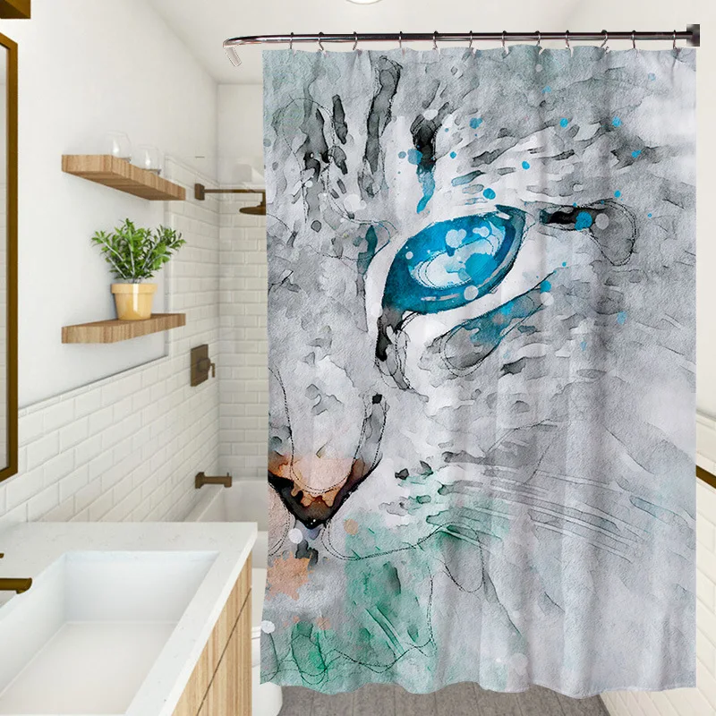3D Stick Figure Bathroom Curtain Printing Shower Waterproof Polyester Fabric Can Be Washed Cortinas De Baño Set