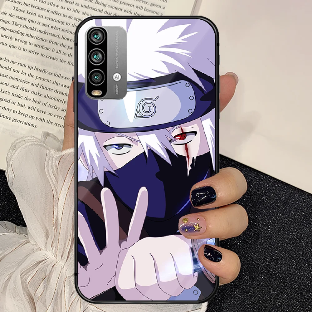 

Japanese Anime Kakashi Phone Tempered Glass Case Cover For Xiaomi Redmi note k 7 8 9 10 30 40 A C T S Pro Etui Black Etui