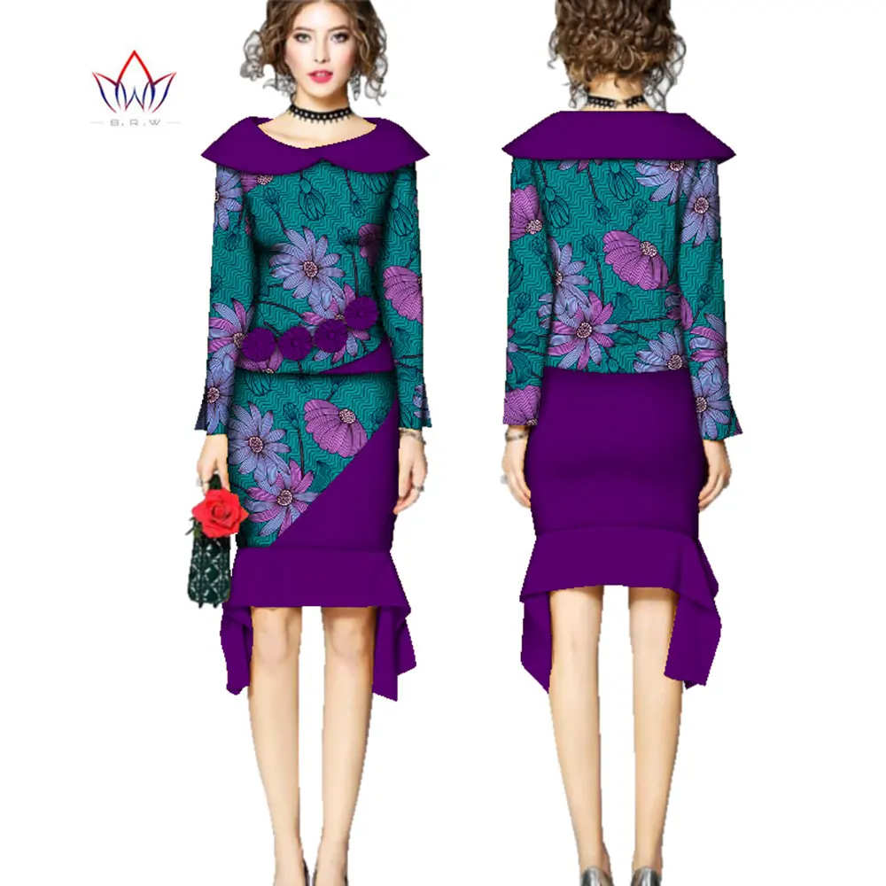 Новый Африканский женский Дашики Модный комплект с юбкой и топом базин богатый