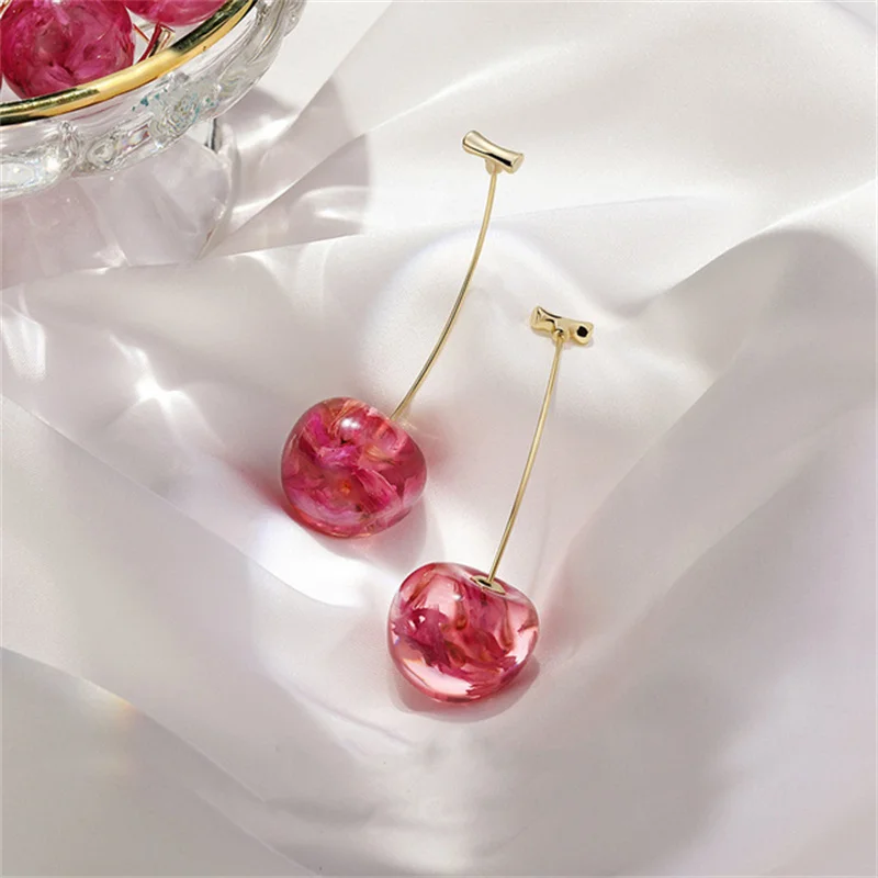 

2021 New Arrival Acrylic Earring fashion Geometric fine Women Dropg6f2 Earrings contracted sweet cherry modelling long earrings