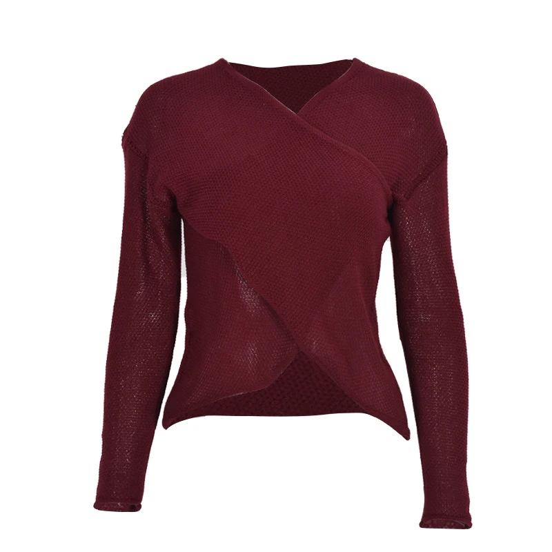 

Autumn Women's Bottom Set Slim Sweater Pullover Tops Clothing V-neck Long Sleeve Solid Color Casual Sweater
