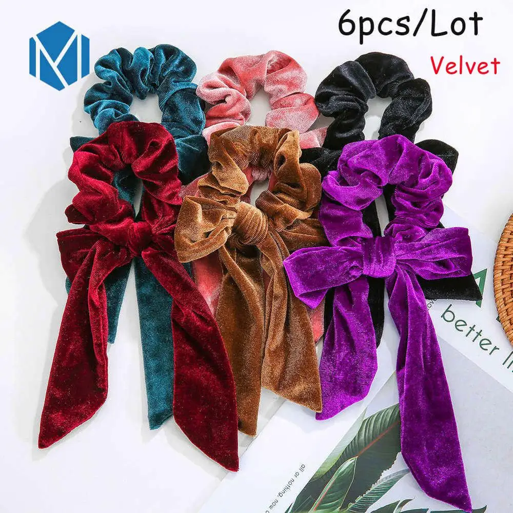 6PCS-A M MISM 11 шт. винтажные леопардовые бархатные резинки для волос для женщин и девочек, шелковые эластичные полосы обруча для волос, набор модных аксессуаров для волос - Цвет: 6PCS-A