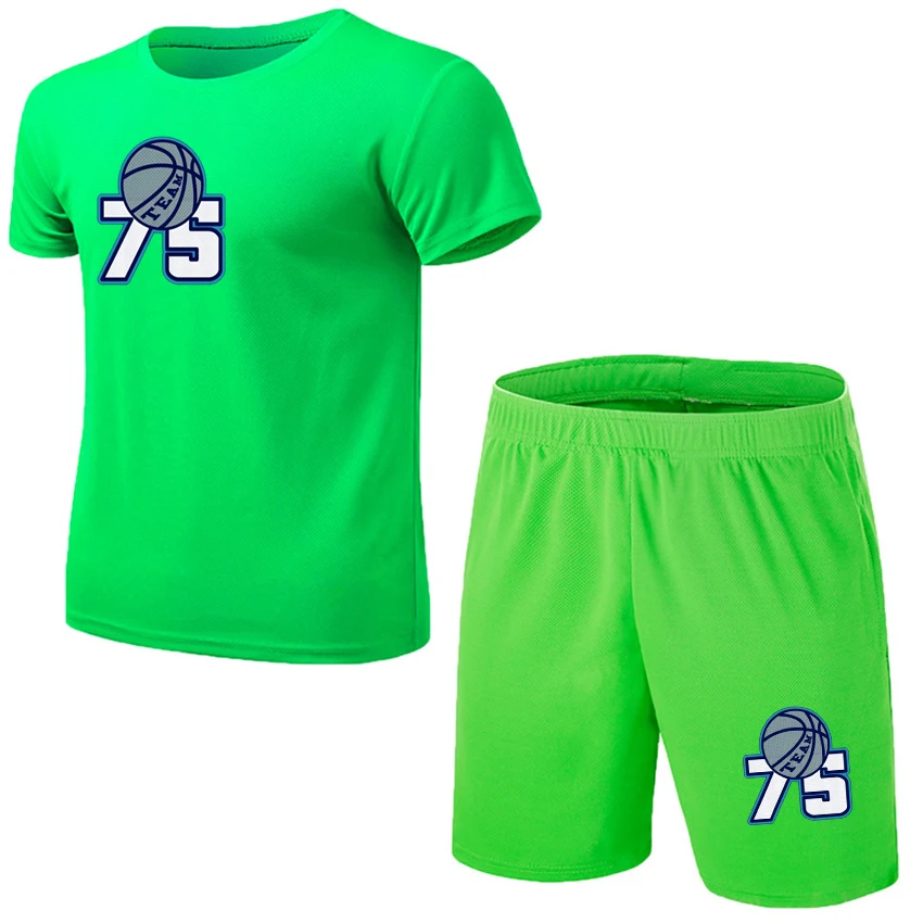 

Summer leisure T-shirt men's shorts sportswear 75 basketball sports two-piece quick-drying sports jogging sports