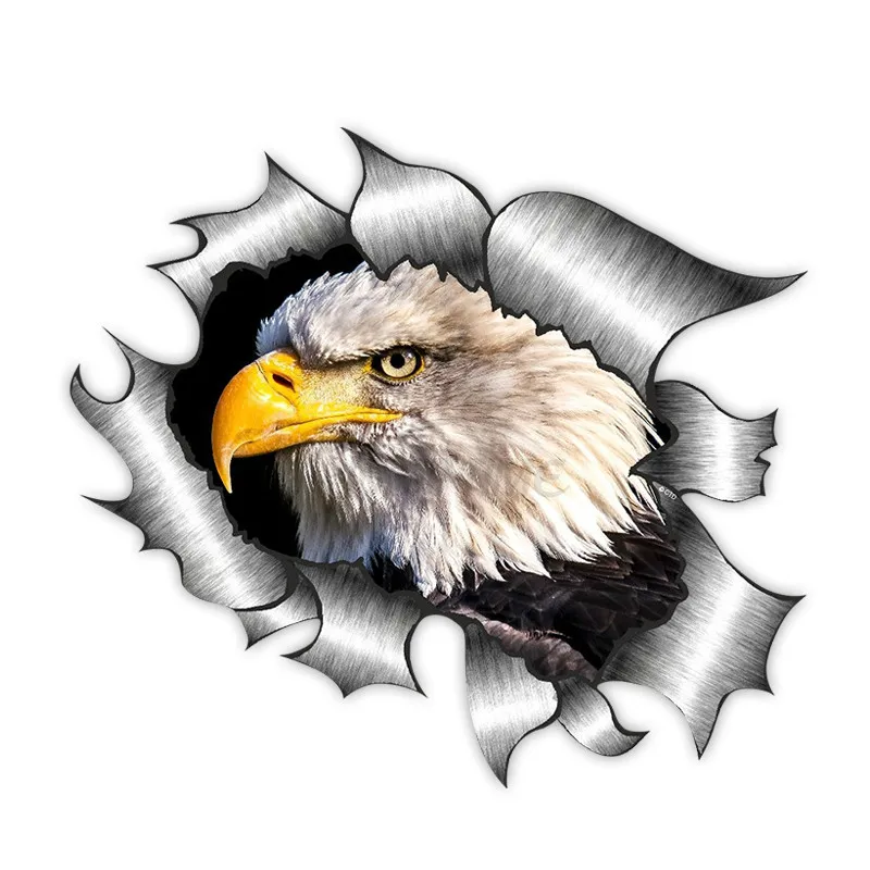 

Jump Time Ripped Torn Metal Design with American Bald Eagle Motif External Vinyl Car Sticker for Windows Bumper13cm*13cm