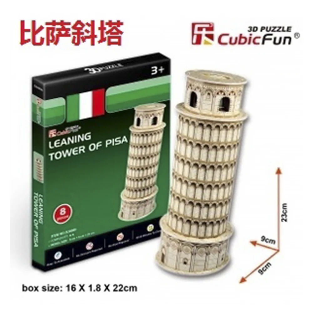

3D Puzzles Leaning Tower of Pisa Paper Model DIY Creative gift Children Educational toys hot Mini world architectural T10