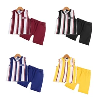 children summer clothes set fashion cute sleeveless striped pattern tops short pants outfit baby boys clothing