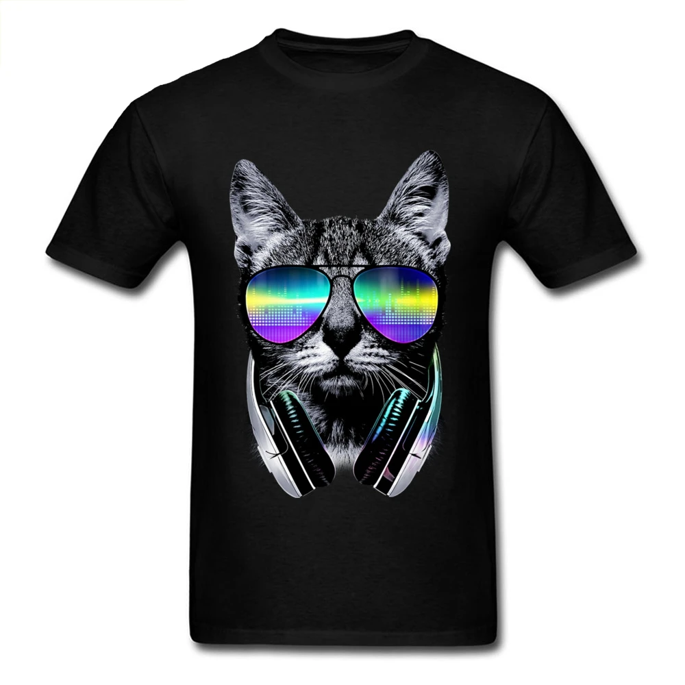 

Music Lover Cat T-shirt Hip Hop T Shirt Men Streetwear 3D Animal Tops Black Tees Hipster Summer Clothing Rock Tshirt