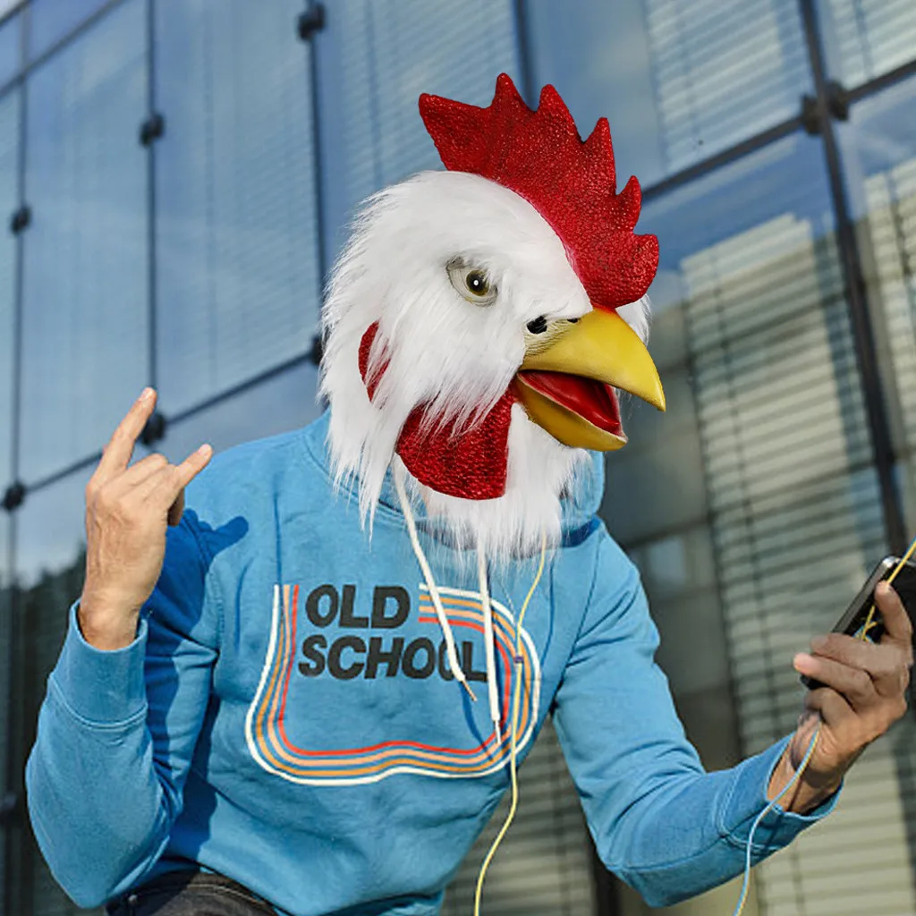 

Chicken Mask Halloween Novelty Costume Party Latex Animal Head Mask Rooster Cosp For Costume Party Cosplay Toys For Adults