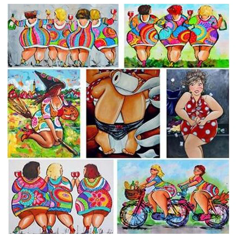 

Full Square round Diamond 5D DIY Diamond Painting"Cartoon Sexy Women,Fat Lady" Embroidery Cross Stitch Mosaic Home Decor JS4551