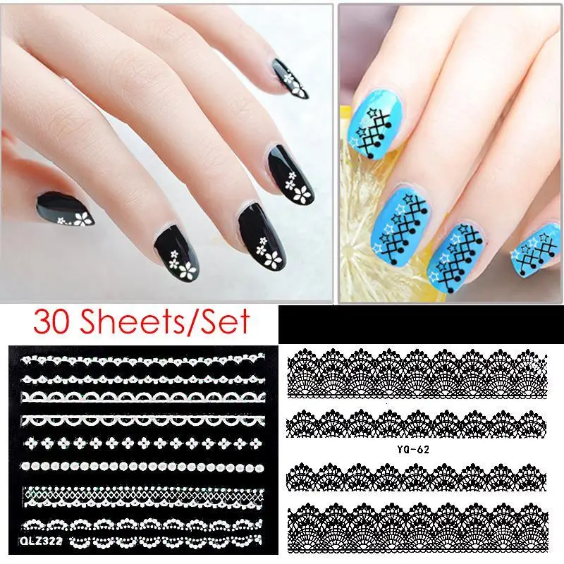 30 листов/лот черного и белого цветов с декоративной шнуровкой отделкой из 3D