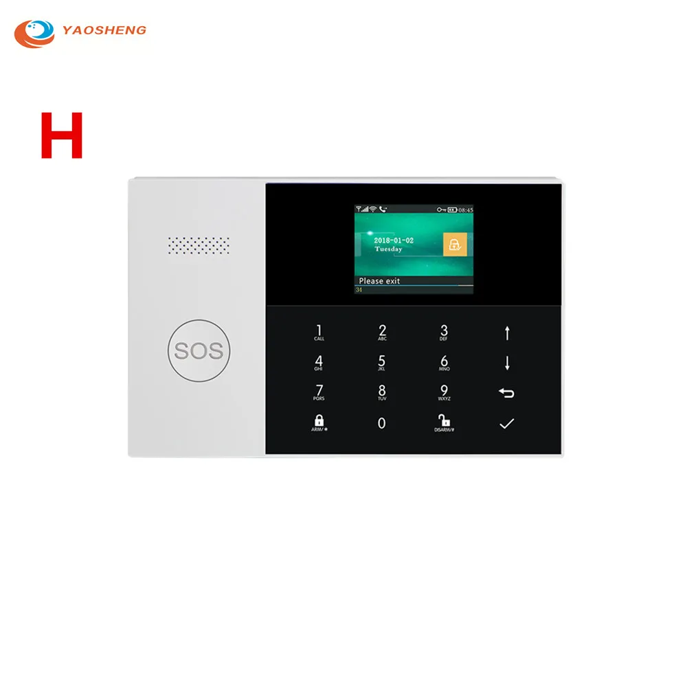 H 433 МГц gprs беспроводной GSM сигнализация охранная система домашний датчик движения домашняя система сигнализация SIM SMS сигнализация TFT экран ЖК-дисплей Сенсорная клавиатура - Цвет: H