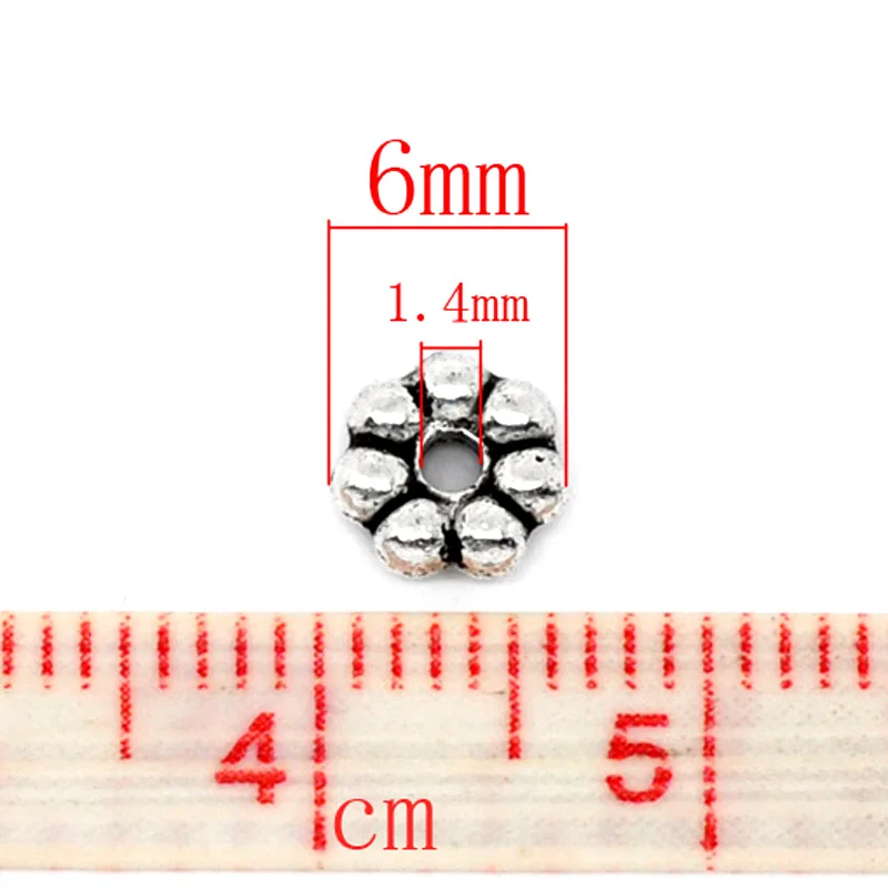 Бусины разделители в форме цветка сливы из цинкового сплава 200 шт. 6х2 мм для