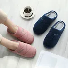 Тапки мужскиеженские с коротким плюшем, хлопок, сланцы, для дома и спальни, зима-осень