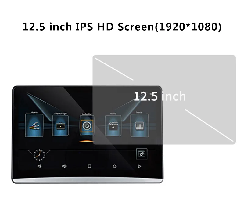 12,5 дюймов Android 8,1 Автомобильный подголовник монитор 1920*1080 FHD 1080P видео сенсорный экран wifi/Bluetooth/USB/SD/HDMI/FM MP5 видеоплеер