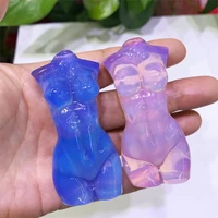 wholesale price purple and pink opalite goddess statue crystal carved woman torso energy pink gem body sculpture decorate gift