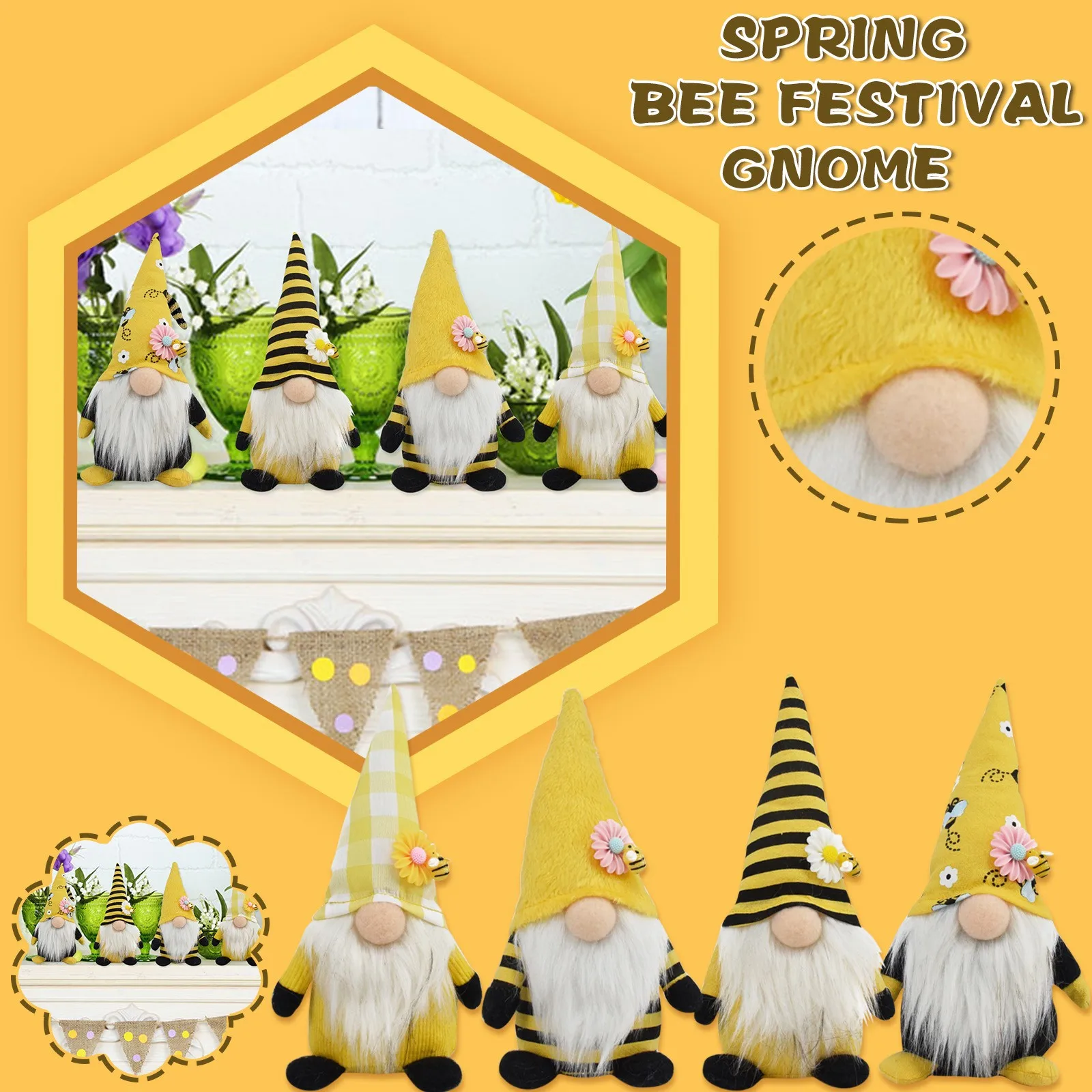 

Bee Festival Decoration Plush Beard Goblin Doll Dwarf Home Decoration Luck Charm Ornaments Home Furnishings Festival gifts