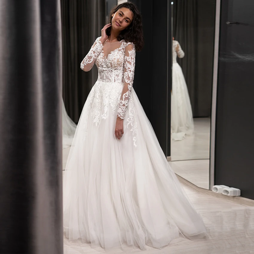 2019 белое/цвета слоновой кости свадебное платье vestido de noiva с длинными рукавами