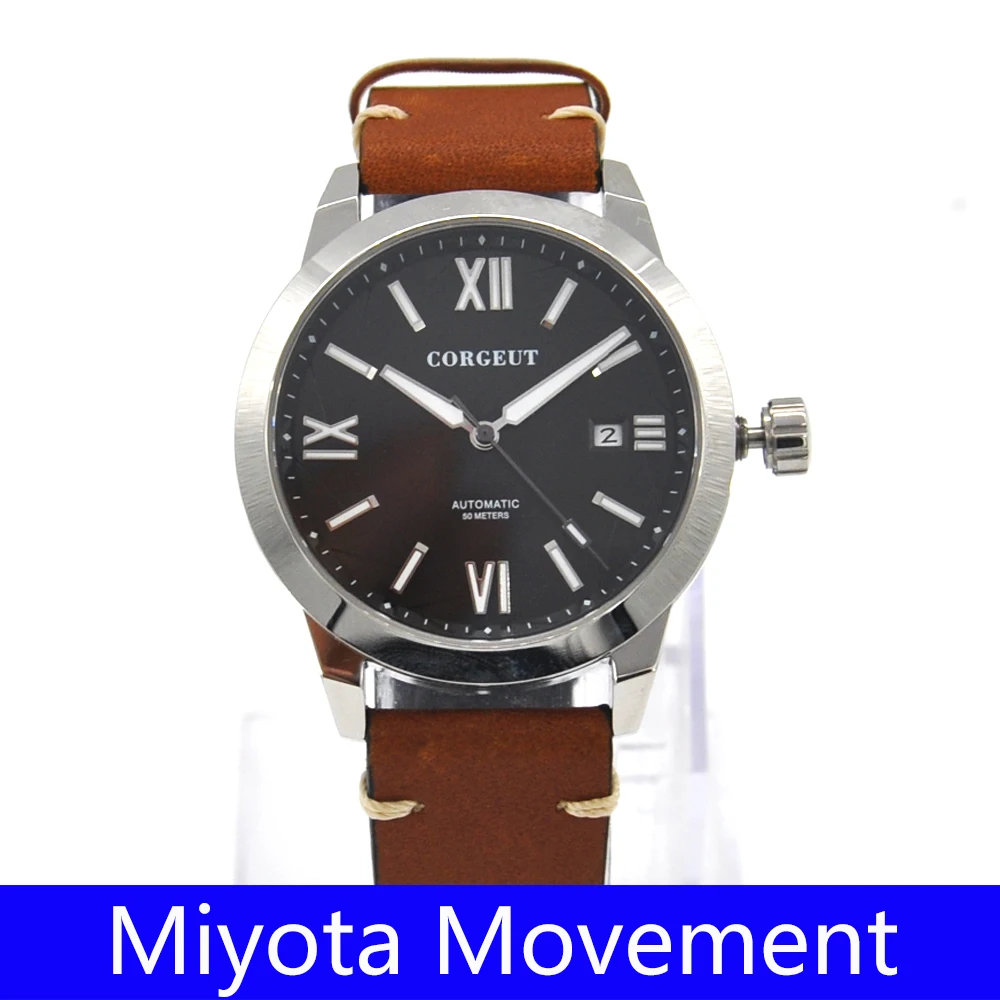 Мужской черный циферблат с сапфировым стеклом 41 мм|Мужские механические часы| |