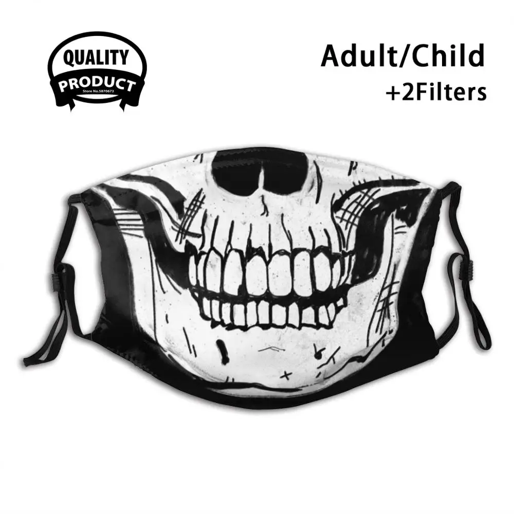 Маска для лица Анти-пыль маска с моющимся фильтром Многоразовые моющиеся Череп