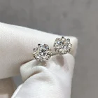 Серебро 925 Оригинальный 0,5 карат алмазов тест последние D Цвет Муассанит можно держать в руке, серьги-гвоздики с цветком насыщенного цвета, свадебные ювелирные изделия с драгоценными камнями