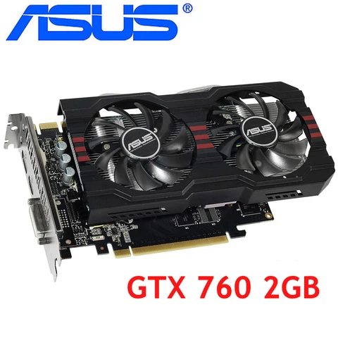 Видеокарта ASUS GTX 760, 2 ГБ 256 бит GDDR5 для nVIDIA, VGA карты, Geforce GTX760 мощнее, чем GTX 750 TI, бывшая в употреблении
