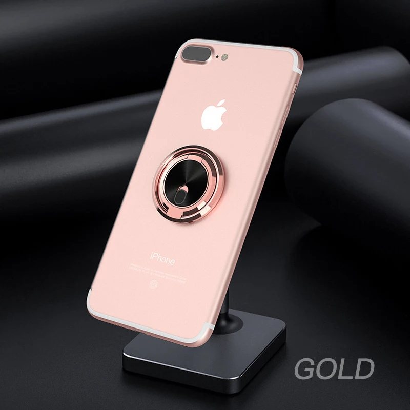 Rose Gold Универсальный держатель-кольцо на палец, двойное кольцо для телефона, подставка с гальваническим покрытием, 360 Вращающийся держатель для телефона, металлическая подставка для iPhone huawei - Цвет: Rose Gold